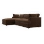 Large Chocolate Brown Velvet Left Hand 4 Seater Chaise Corner Sofa - August