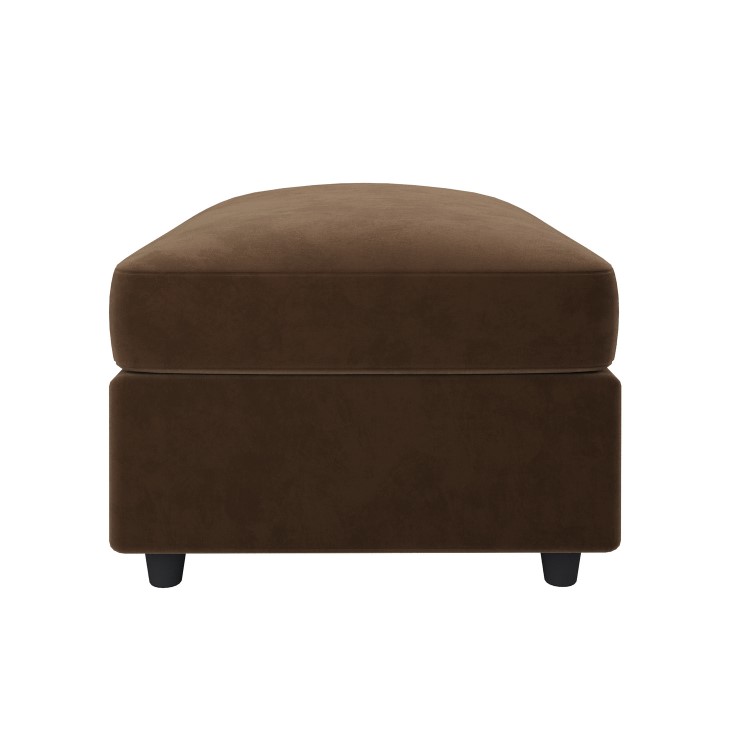 Large Chocolate Brown Velvet Footstool - August