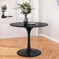 Black Round High Gloss 100cm Dining Table - Seats 4 - Aura