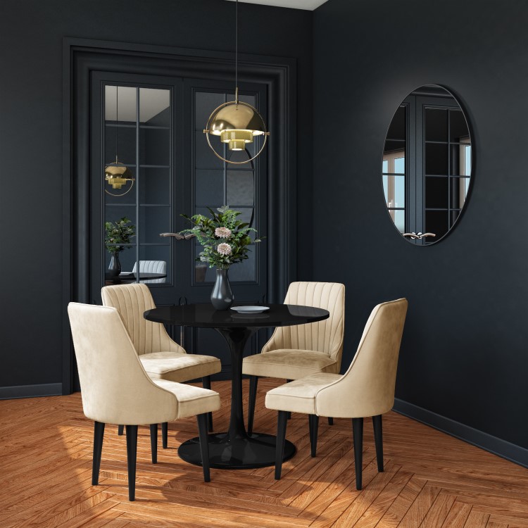 Black Round High Gloss 100cm Dining Table - Seats 4 - Aura