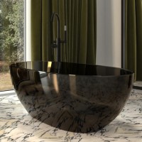 GRADE A1 - Black Freestanding Double Ended Transparent Resin Bath 1700 x 750mm - Aurea
