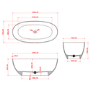 GRADE A1 - Black Freestanding Double Ended Transparent Resin Bath 1700 x 750mm - Aurea