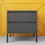 Austin Matt Grey 2 Drawer Bedside Cabinet