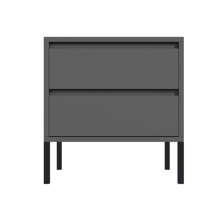 Austin Matt Grey 2 Drawer Bedside Cabinet