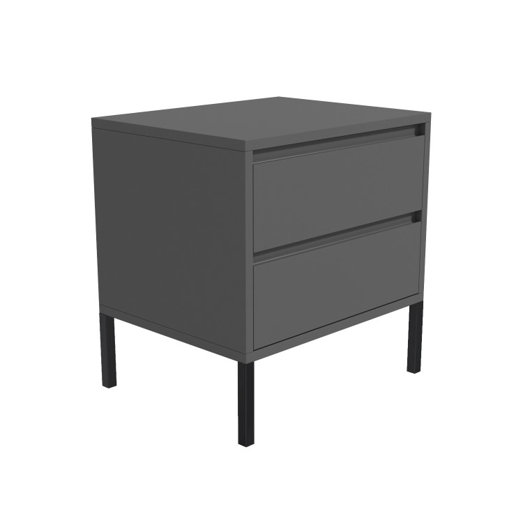 Austin Matt Grey 2 Drawer Bedside Cabinet