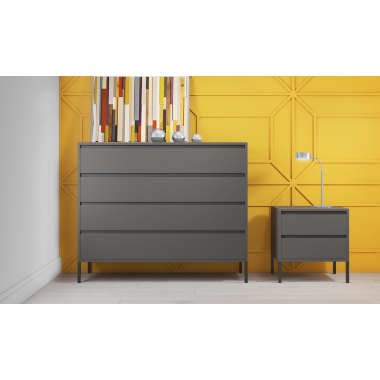 Austin Matt Grey 2 Drawer Bedside Cabinet