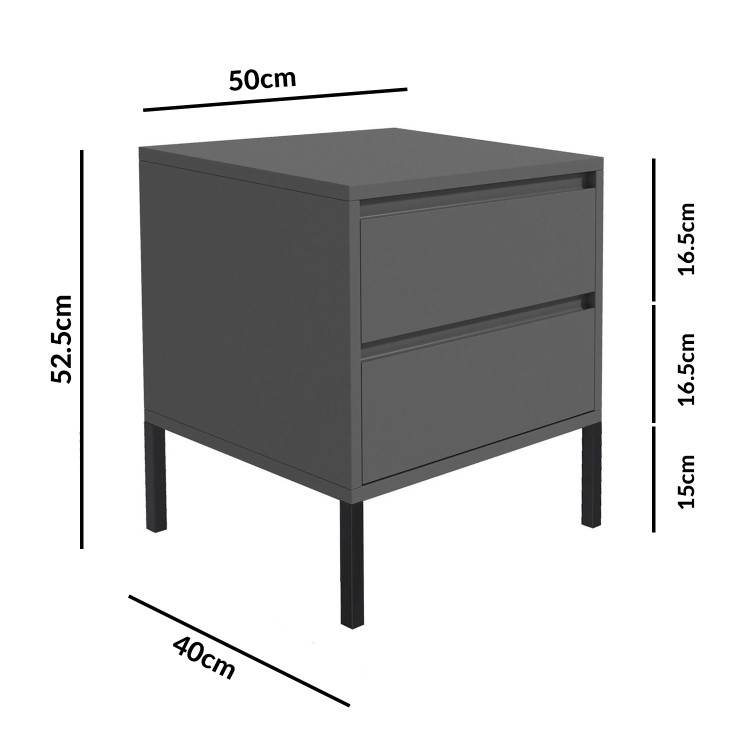 Austin Matt Grey 2 Drawer Bedside Cabinet
