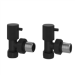 Black Knurled Round Angled Radiator Valves