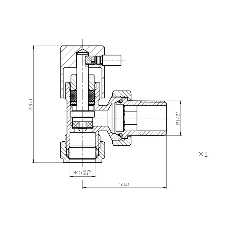 Black Knurled Round Angled Radiator Valves