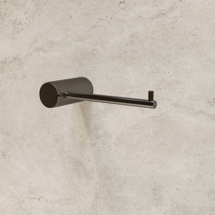 GRADE A1 - Gunmetal Knurled Toilet Roll Holder - Arissa