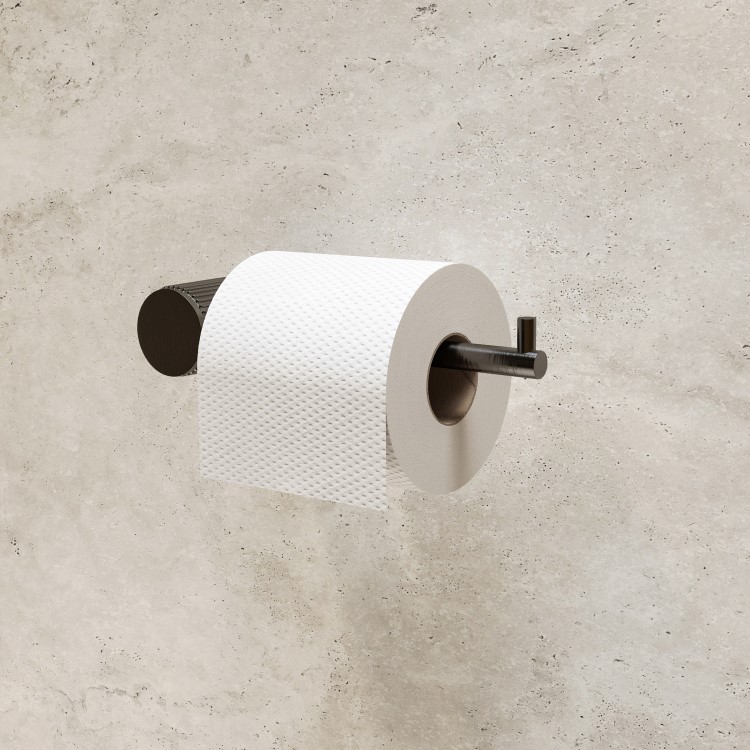 GRADE A1 - Gunmetal Knurled Toilet Roll Holder - Arissa