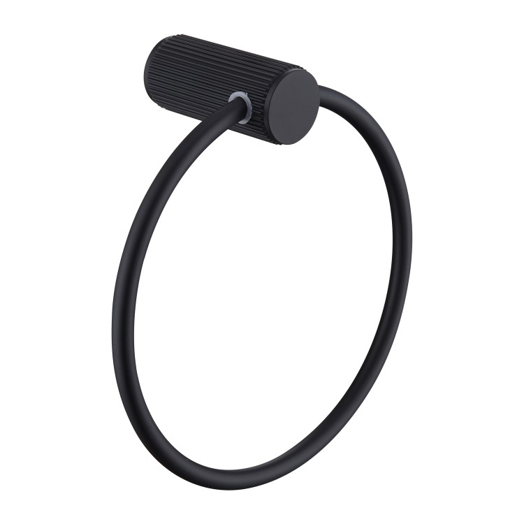 ONLY OPENED - Black Knurled Towel Ring - Arissa