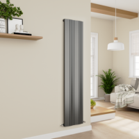 Eco Vivante Anthracite Vertical Wave Designer Aluminium Radiator 1800x374mm Single Panel 3005 BTU Eco Vivante Anthracite Vertical Wave Designer Aluminium Radiator 1800x374mm Single Panel 3005 BTU