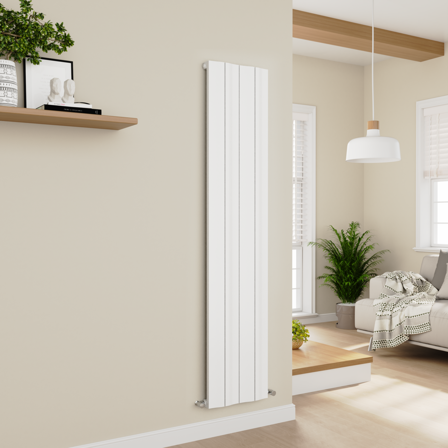 Eco Vivante White Vertical Wave Designer Aluminium Radiator 1800x374mm ...