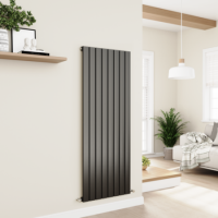 Eco Eleganza Midnight Black Vertical Flat Designer Aluminium Radiator 1600x600mm Single Panel 4073 BTU Eco Eleganza Midnight Black Vertical Flat Designer Aluminium Radiator 1600x600mm Single Panel 4073 BTU
