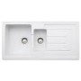 Abode Acton 1.5 Bowl Ceramic Kitchen Sink With Reversible Drainer - White