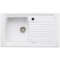 Abode Milford Single Bowl Inset Ceramic Kitchen Sink - White