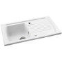 Abode Milford Single Bowl Inset Ceramic Kitchen Sink - White