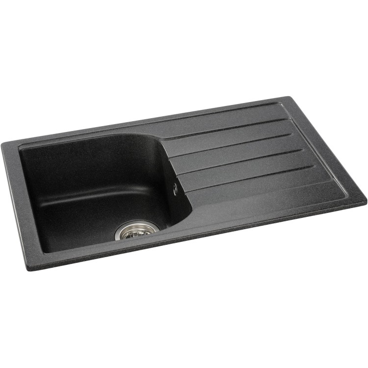 Abode Oriel Single Bowl Inset Black Granite Kitchen Sink
