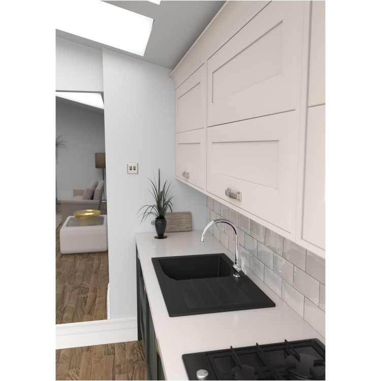 Abode Oriel Single Bowl Inset Black Granite Kitchen Sink