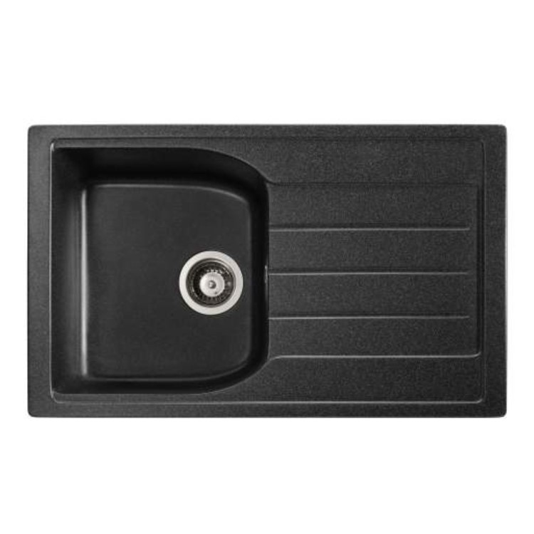 Oriel Single Bowl Granite Inset Kitchen Sink - Black