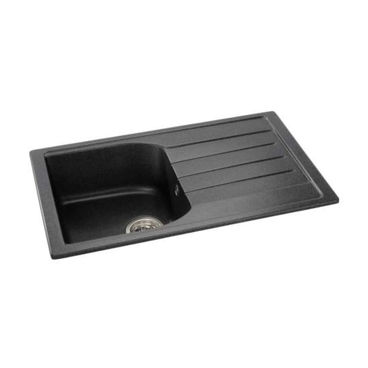 Oriel Single Bowl Granite Inset Kitchen Sink - Black