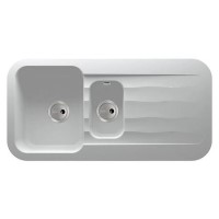 Abode Dune 1.5 Bowl Granite Kitchen Sink with Reversible Drainer - Frost White
