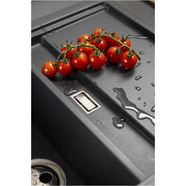 Abode Synchronist 1.25 Bowl Inset / Undermount Black Granite Kitchen Sink