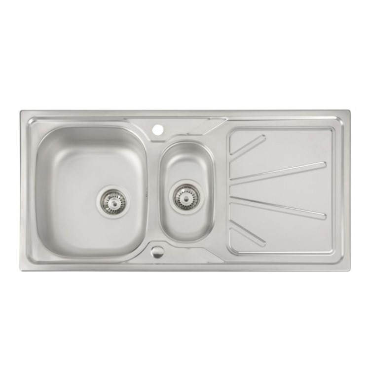 Trydent 1.5 Bowl & Drainer Inset Kitchen Sink - Stainless Steel 
