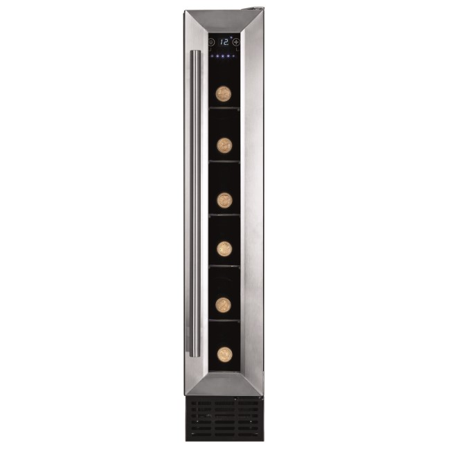 Amica 6 Bottle Capacity  Single Zone Freestanding Under Counter Wine Cooler - Stainless Steel