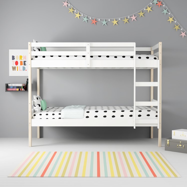Axel Bunk Bed in White and Pine - Splits into 2 Single Beds!