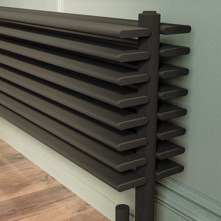Black Horizontal Floor Standing Radiator 500 x 1000mm - Azuma