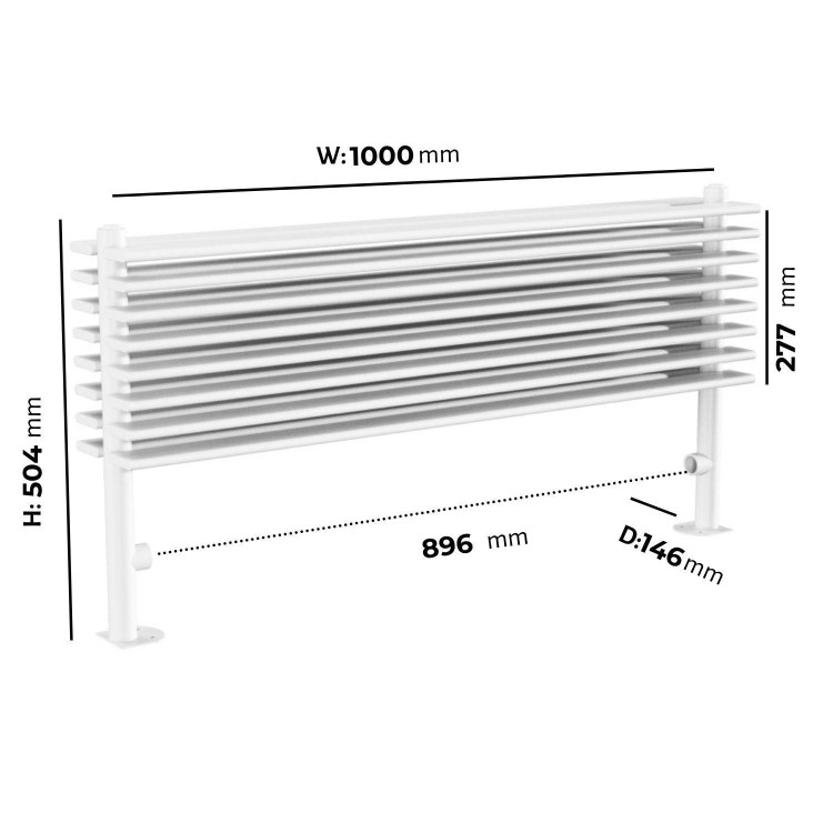 White Horizontal Floor Standing Radiator 500 x 1000mm - Azuma