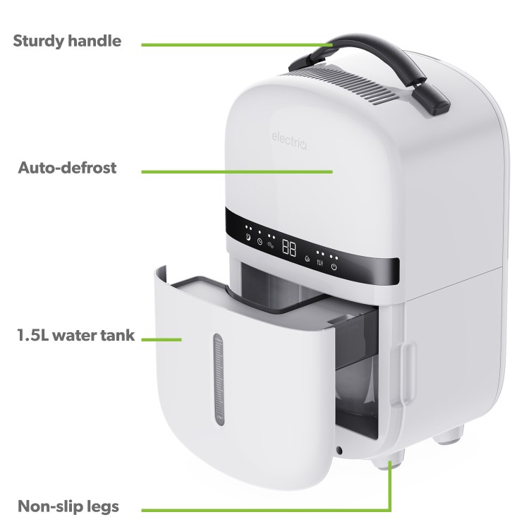 electriQ Essential 5L Quiet Compact Compressor Dehumidifier - White