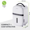 electriQ 5L Quiet Compact Compressor Dehumidifier and Air Purifier - White