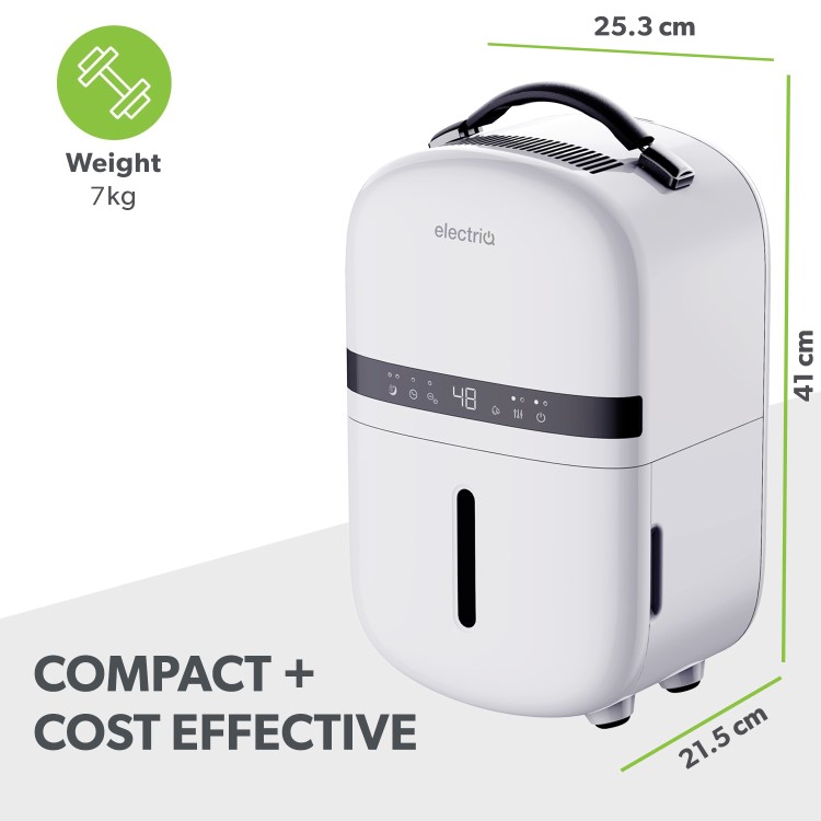 electriQ Essential 5L Quiet Compact Compressor Dehumidifier - White