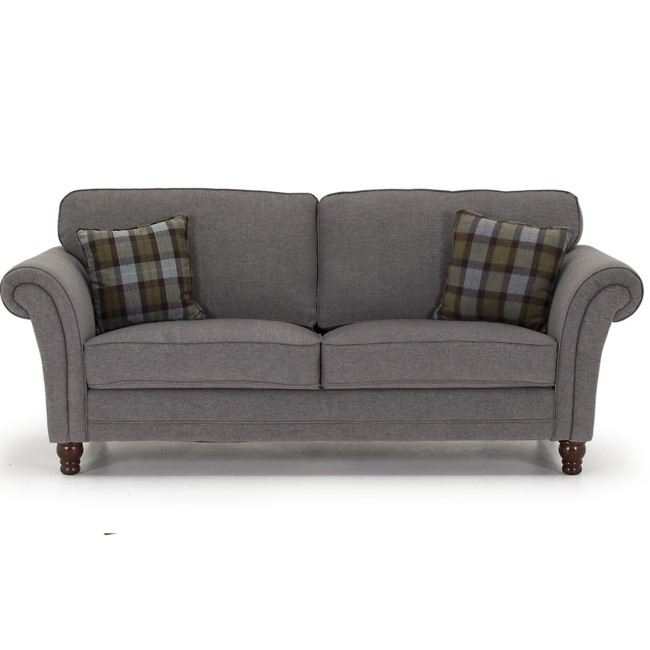 Argyle Grey Sofa with Roll Top Arms & Scatter Cushions - Fabric