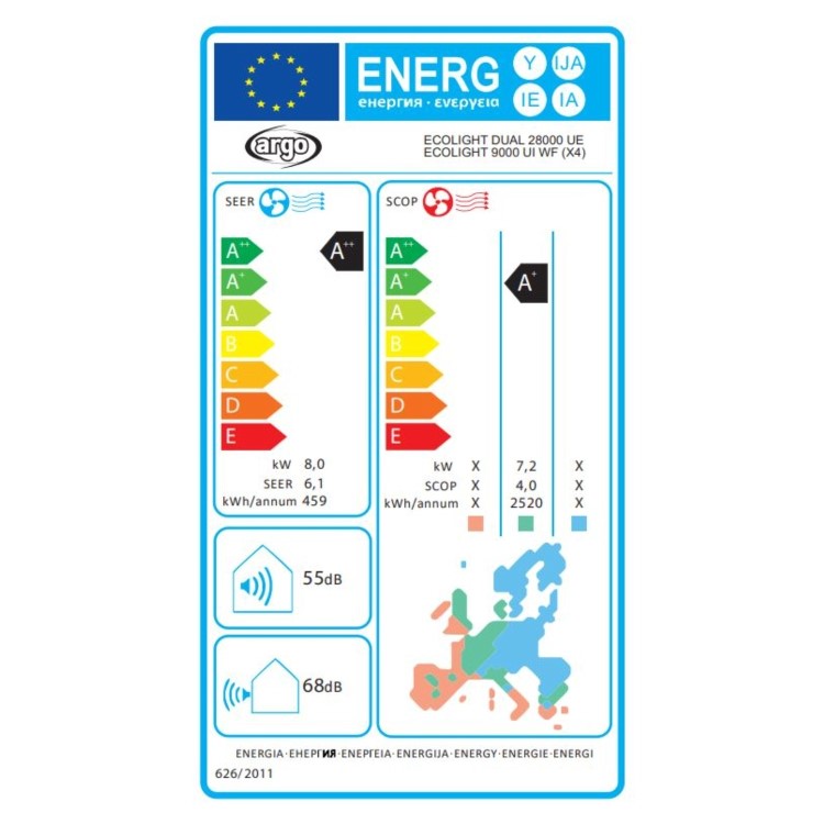 Argo Multi-Split 4 x 9000 BTU  A++ Smart Wall Air Conditioner System - Four Indoor Units & Single Outdoor Unit