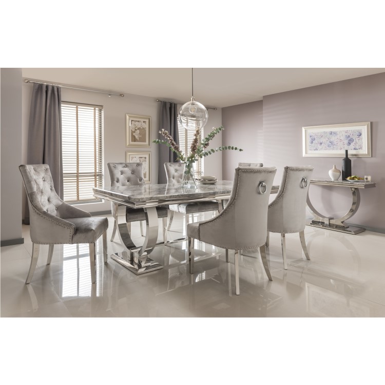 Arianna Grey Marble Dining Table 200cm - Vida Living - Seats 8