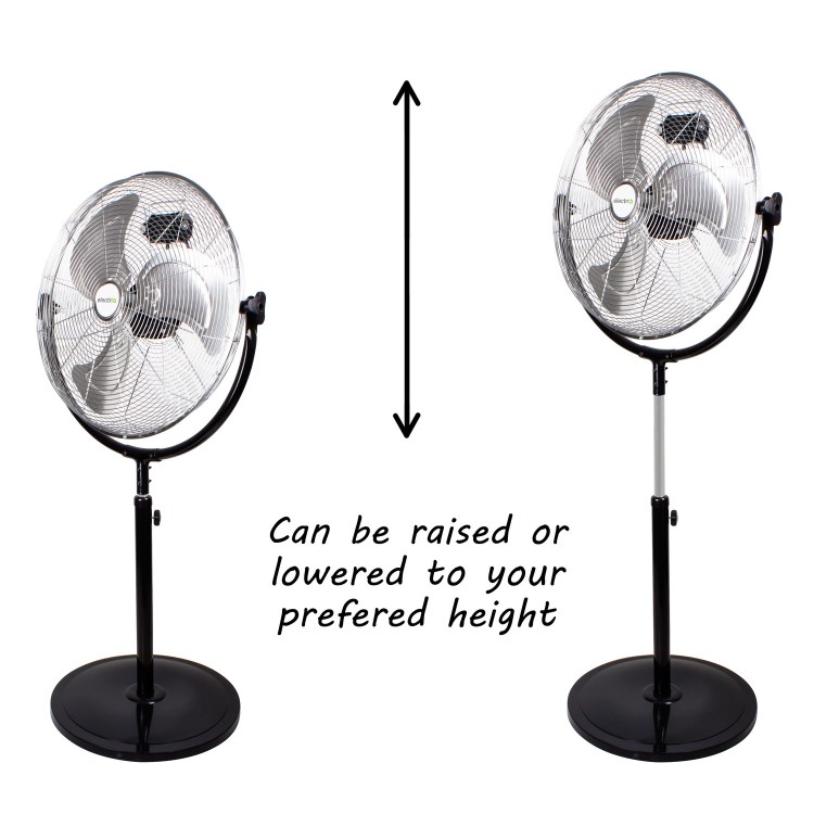 electriQ 20 Inch High Velocity Pedestal Fan - Black