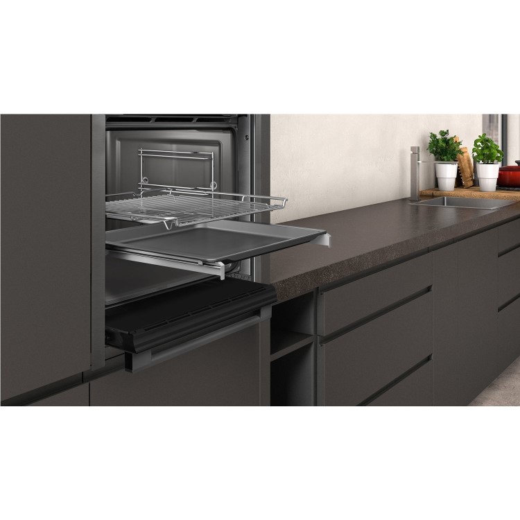 Neff N50 Slide and Hide Electric Single Oven - Graphite Grey
