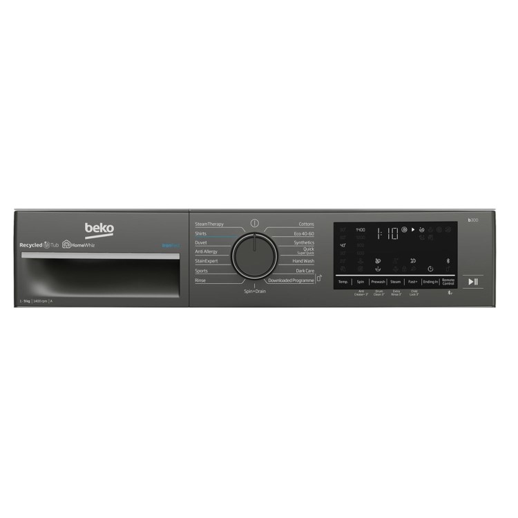 Beko IronFast RecycledTub&reg; 9kg 1400rpm Washing Machine - Graphite