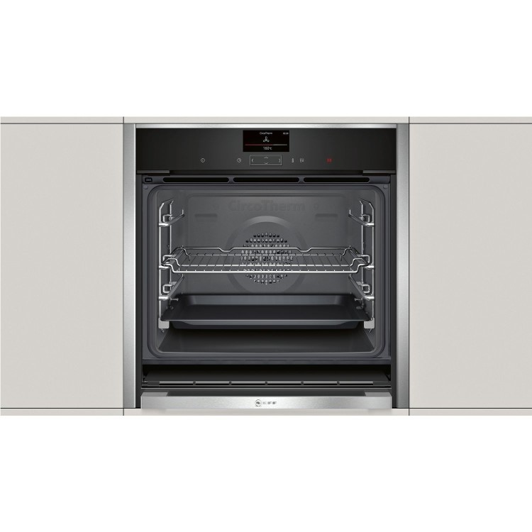 Neff N90 Slide & Hide Electric Single Oven with Home Connect - Black