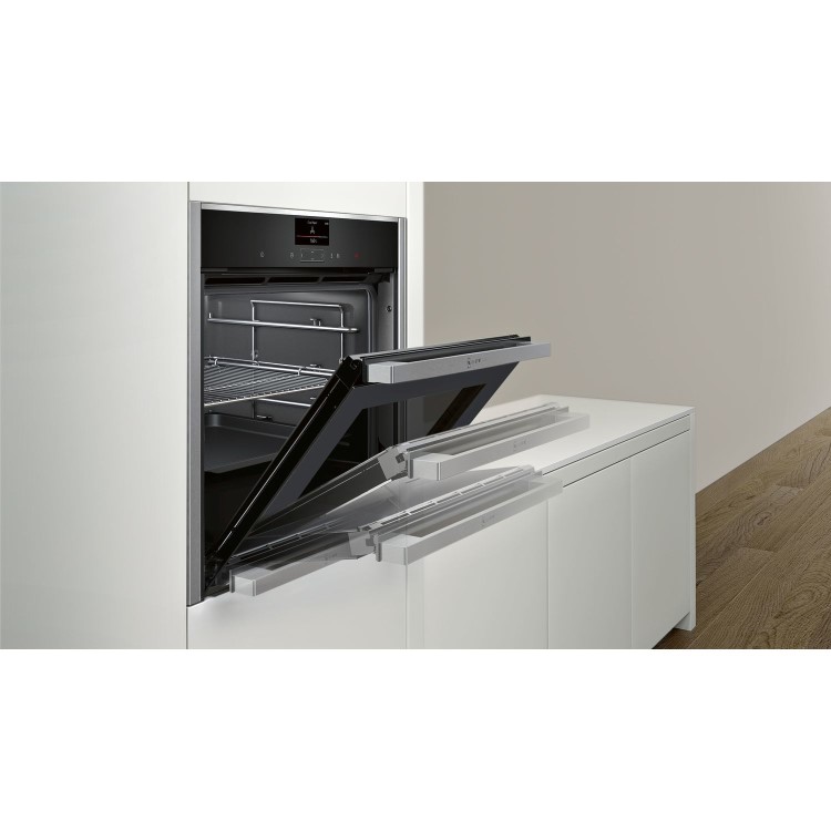 Neff N90 Slide & Hide Electric Single Oven with Home Connect - Black
