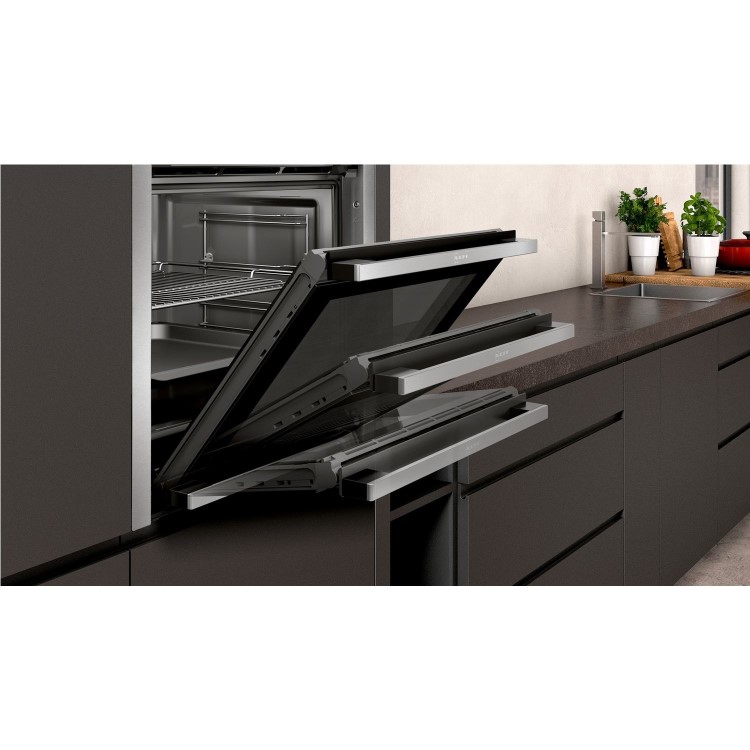 Neff N50 Slide & Hide Electric Single Oven with Added Steam and Catalytic Cleaning - Stainless Steel