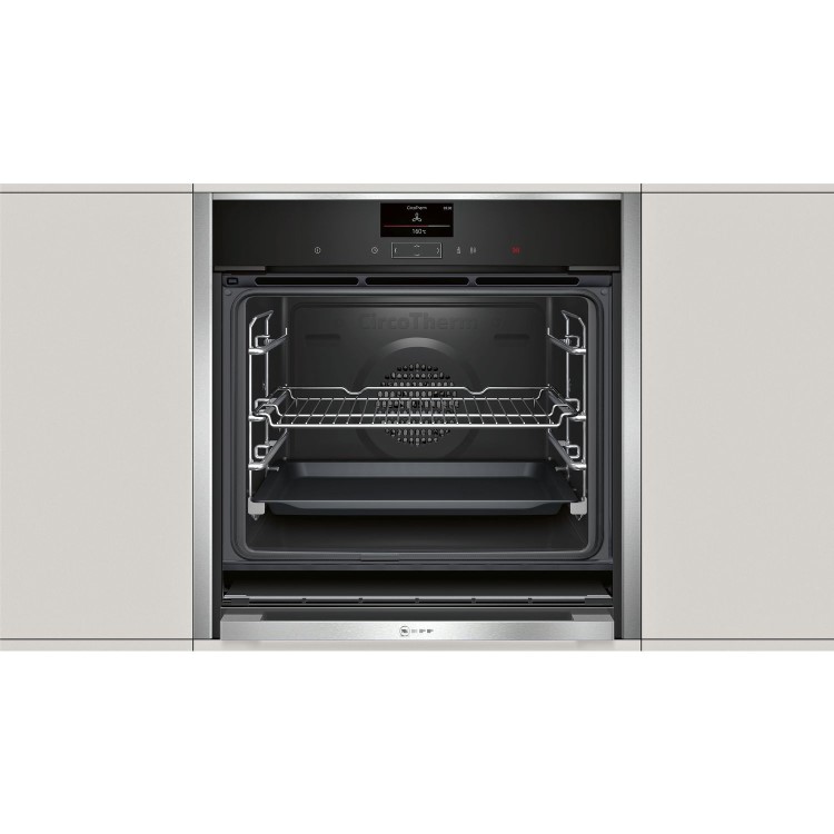 Neff N90 Slide & Hide Pyrolytic Self Cleaning Electric Single Oven - Black