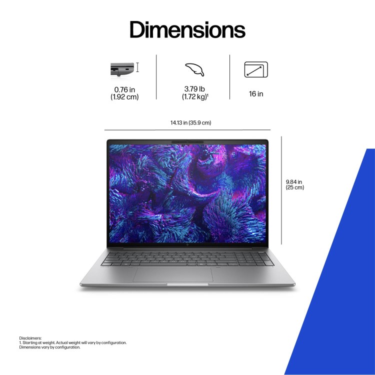 HP ZBook 8 Intel Core Ultra 7 32GB RAM 1TB SSD 16 Inch Windows 11 Pro Laptop