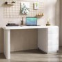White Modern Wooden Office Desk with Drawers - Banks