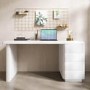 White Modern Wooden Office Desk with Drawers - Banks