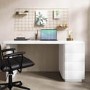 White Modern Wooden Office Desk with Drawers - Banks